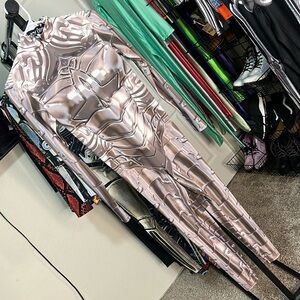 Candy Catz Silver Robot Armor Skinsuit Bodysuit Catsuit Rave